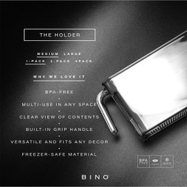 BINO | Clear Storage Organizer, Medium | THE HOLDER COLLECTION | Clear Containers for Organizing with Built-in Handles | Pantry Organization and Storage | Fridge Organizer | Smart Bin Cabinet