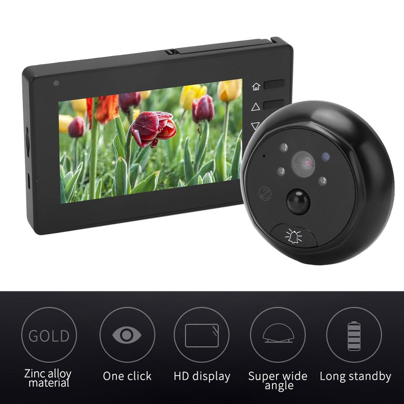 Digital Peephole Viewer Video Doorbell Camera 4.3in Indoor Monitor PIR