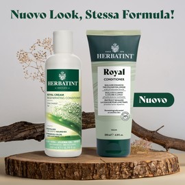 Herbatint Royal Conditioner Gelatin Real Conditioner - 200 ml, Regenerating Conditioner Specially for Coloured Hair, Exclusive Formula with Acid pH Value and Organic Aloe Vera, 96% Natural