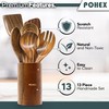 Pohex Teak Wood 12 Piece Kitchen Utensil Set with Wooden