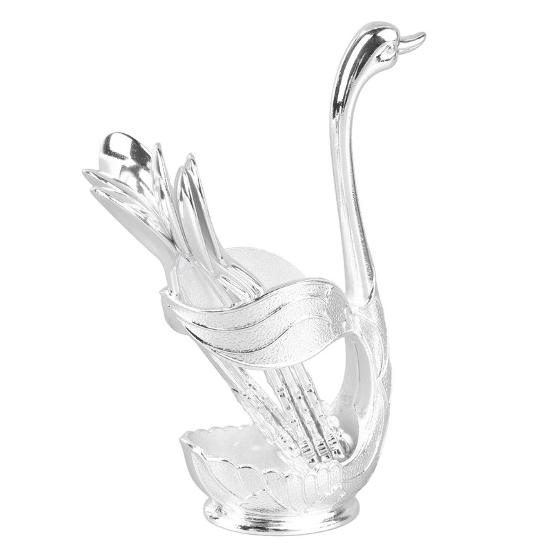 Coffee Spoon Holder Elegant Swan Shaped Alloy Mirror Polish Rich
