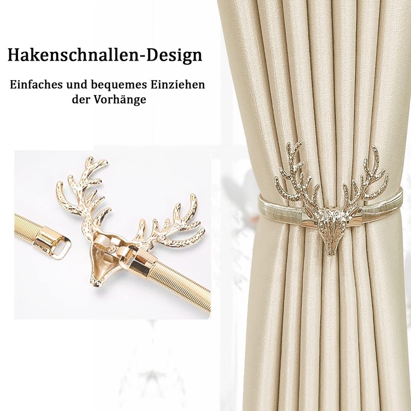 Winlauyet Pack of 4 Curtain Tiebacks Elk Design Tiebacks Curtain