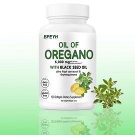 BPEYH Oil of Oregano Softgels Supplement, 6000 mg With Black Seed Oil Ultra High Carvacrol & Thymoquinone 120 Softgels Dietary Supplement - Tiktok shop:_1PC