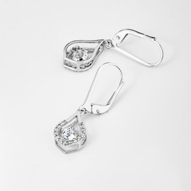 JC Jeweller Carat Women's Earrings Silver 925 Dancing Zircon Dance Earrings Dancing Stones Hanging Earrings for Women Gifts for Women, Silver