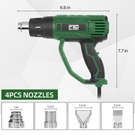 Prostormer 2000W Heat Gun, Hot Air Gun 140°F-1022°F(60°C-550°C) Variable Temperature Control for 3 Speed Settings with 4 Nozzels, for PVC, Paint Stripping, Shrink Wrapping, Crafts