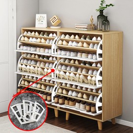 Shoes Drawer Cabinet Hinges, Home Plastic Hollowed Two Layers Shoe Cabinet Shelf Rack Holder Hinges Accessories (White)