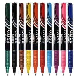 MULTICOLOUR Fineliner Pens, Pack of 10, 0.3mm Extra Fine Tip, VBRIT Smooth Writing, Precise Writing, Ideal for Precision Drawing, Writing, and Crafting, iVAIDEX Black Ball Pen