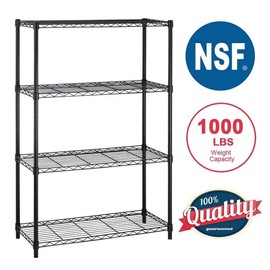 Unit Garage NSF Wire Shelf Metal Storage Shelves Heavy Duty Height Adjustable for 1000 lbs Capacity Black - actual_color: chrome