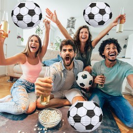 Wettal 9 Pieces 10 Inch Soccer Paper Lanterns Sports Ball Paper Hanging Lantern Soccer Football Paper Lantern for Kids Birthday Party Sport Theme Bar Soccer Game Party Favor