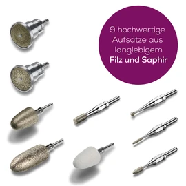 Beurer MP 60 Manicure Pedicure Tool Kit 9 Sapphire Felt Tips Hand Foot Care