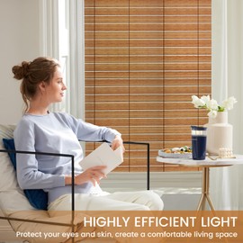 DKTIE Wooden Blinds Pattern Decorative Window Privacy Film, Sun Blocking Heat Control, Static Cling No Glue, with Installation Tools, Stained Glass Window Film (S531, 17.7" x 78.7")