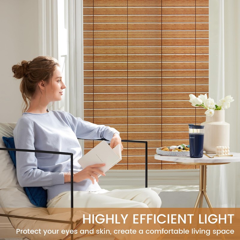 DKTIE Wooden Blinds Pattern Decorative Window Privacy Film, Sun Blocking
