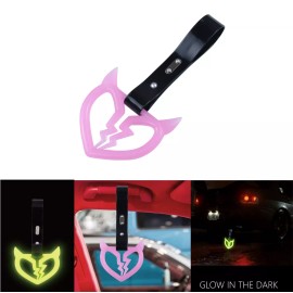 Unbranded Devil Broke Heart Glow In The Dark Pink TSURIKAWA Ring Train Handle Strap Charm