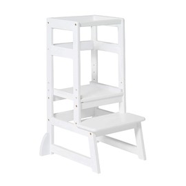 SDADI LT05W Mother's Helper Adjustable Height Kitchen Step Stool, Children Kids Toddlers Counter Level Learning Stool for Kitchen and Bathroom, White