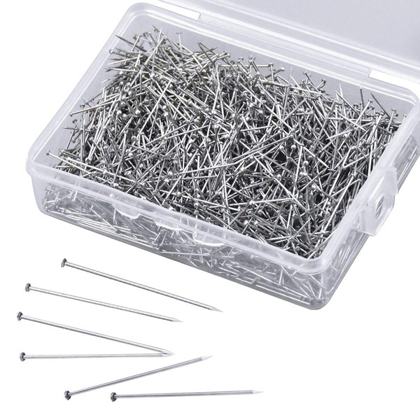 1600 Pieces Head Pins, Straight Silk Pins for Hijab, Fine Satin Pins for Dress Making, Flat Head Stick Sewing Pins for Quilting Dressmaker, Jewelry and Craft, Silver, 26 mm
