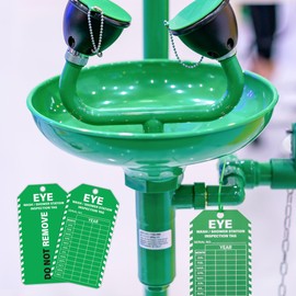 YHNTGB 90Sets Eye Wash Station Inspection Tags with Adjustable Wire Ties Yearly Monthly Test Record Labels for Emergency Shower Safety Register 5.51 X 3 Inch