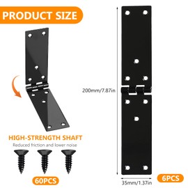Pack of 6 Box Hinges, Foldable, Door Hinges, Furniture Hinges for Drawers, Door Hinges Heavy Duty, Galvanised Screw-On Hinges Furniture Strap for Wooden Doors, Wooden Crates, Cabinets (200 x 35 mm)