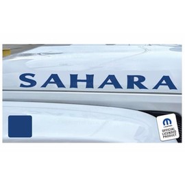 Decal Mods Sahara Hood Graphic Decal/Sticker fits Jeep Wrangler JK/JL/JT (2007-2024) Blue CBLU (Set of 2) | SJ4T4