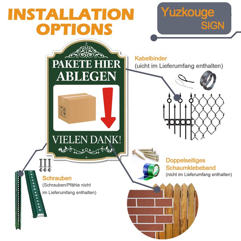 Pakete Bitte Hier Ablegen Vielen Dank Sign - Pack of
