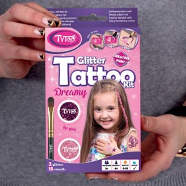 Tytoo Tytoo Glitzertattoo Set für Mädchen mit 15 Schablonen- Seine Anwendung ist auch für Kinder mit empfindlicher Haut sicher und hält bis zu 18 Tage - 100% Geld-zurück-Garantie, Rosa