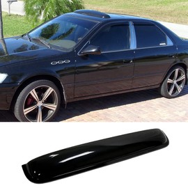 STARTSHIP RN98 Universal Rain Snow Guard Sun Roof Wind Deflector,1pc Tape-On Dark Smoke Auto Moonroof Window Visor Fit The Sunroof/Moonroof Which Is Not Wider Than 36.8".