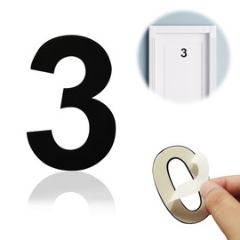 BetLight 3 inch Self-Adhesive House Numbers/Stainless Steel Sticker Mailbox Numbers/Black/Number 3