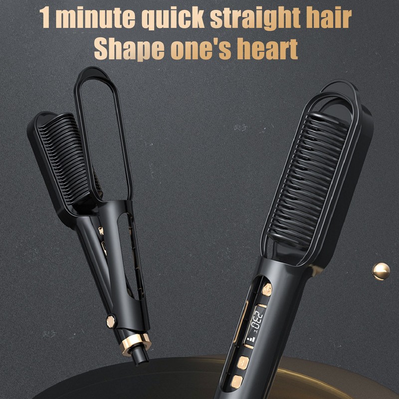 LED Hair Straightening Brush Negative Ion Adjustable Temperature Automatic Straight