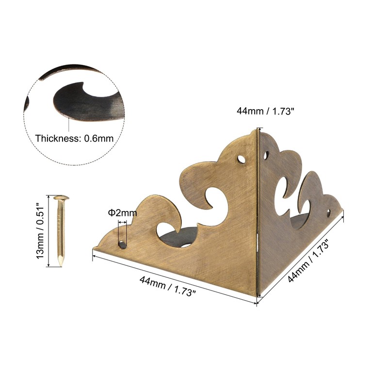 uxcell 44x44x44mm Metal Box Corner Protectors Brass Edge Guard Bronze