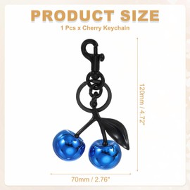 PATIKIL Cherry Keychain for Women Bag Purse Charm Cute Cherry Accessories with Key Ring and Clip for Handbag Keys Car Ring, Blue-Black