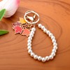 Pearl Keychain with Maple Leaf Wristlet Keychain for Purse Charms