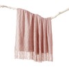BATTILO HOME Pink Throw Blanket Diamond Pattern Indoor Outdoor Knitted