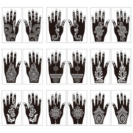 18 Sheets Self-Adhesive Henna Tattoo Kit for Women & Girls - Indian Temporary Tattoo Stencil with Realistic Arabian Designs, Perfect for Parties, Bridal & DIY Body Art