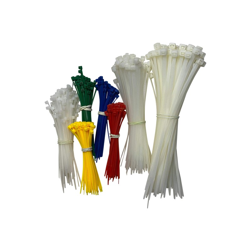 500 Pieces Coloured Assorted Cable Ties Nylon 4 Colurs and