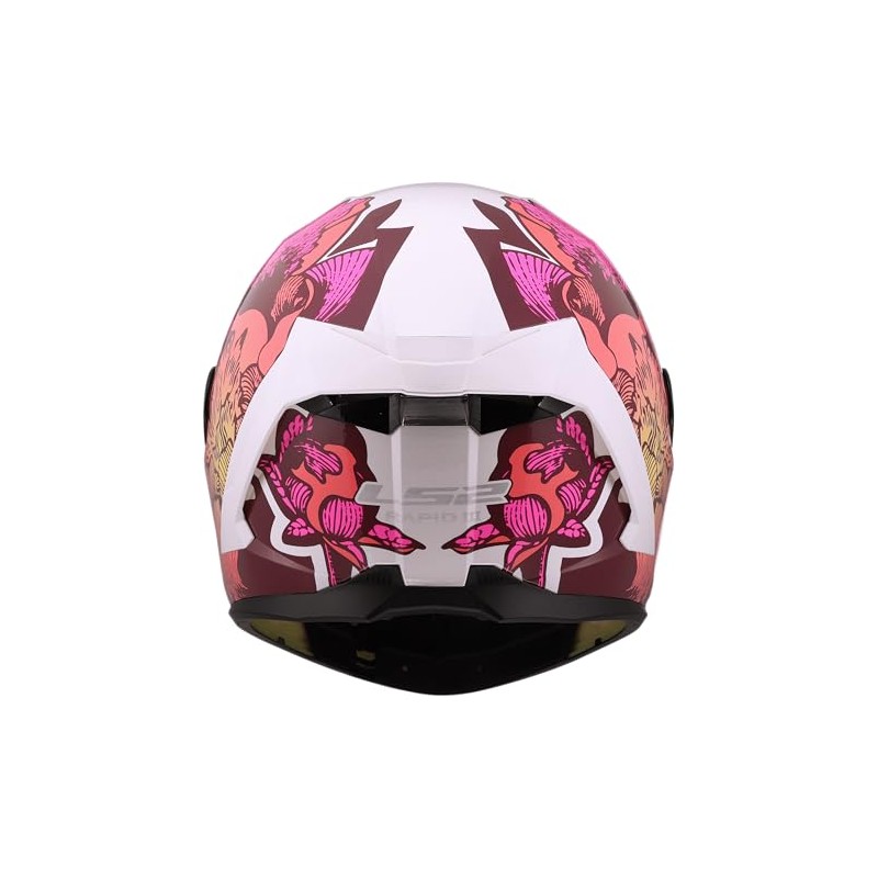 LS2, RAPID III POPPIES II Integral Motorcycle Helmet White Pink