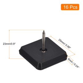 sourcing map Chair Leg Floor Protectors, 16Pcs 25mm/ 0.98-inch PTFE Square Furniture Sliders, Nail-on Furniture Pads, Chair Glides for Carpet Hardwood Floors
