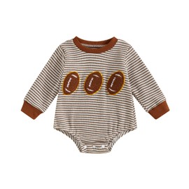 Kavousa Baby Boy Clothes Fall Spring Baby Boy Bubble Romper Long Sleeve Jumpsuit One Piece Outfit Newborn Infant Clothing (football Khaki, 12-18 Months)