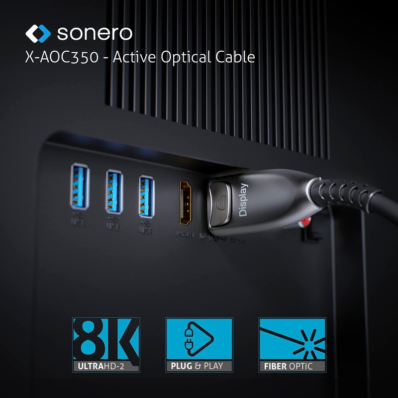 Sonero® 8K-DisplayPort 1.4 Kabel, Glasfaser-Hybrid-Kabel, Auflösung bis 8K 60 Hz