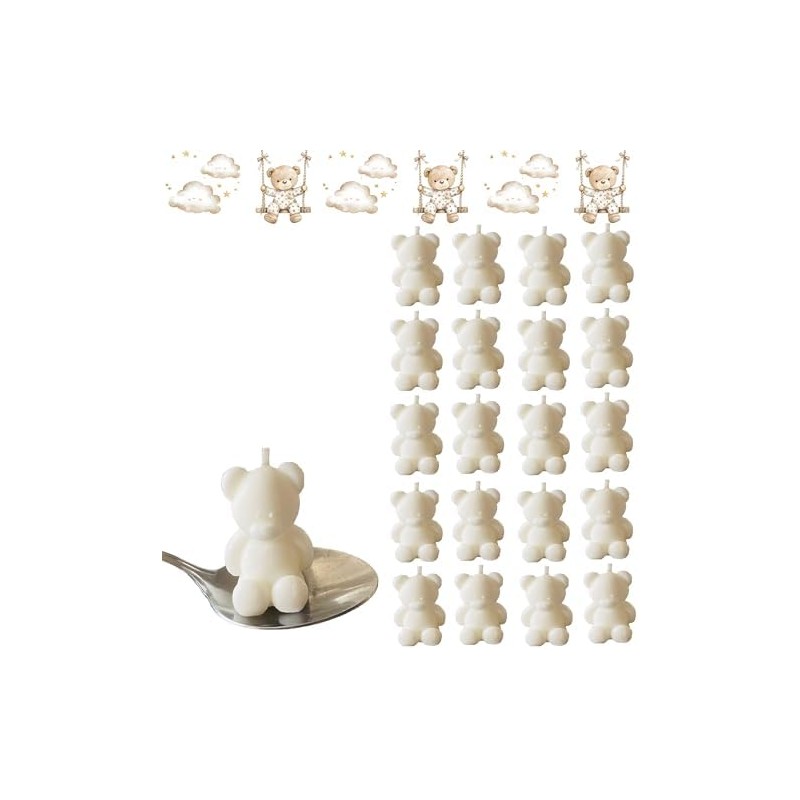 OSO OSITO MINI VELA RECUERDO BABY SHOWER BAUTIZO (PACK 20