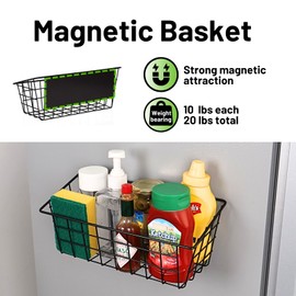 Magnetic Shelf for Fridge, 2 Pack Seasoning Organizer with Strong Magnets for Kitchen Organization and Storage, Moveable Magnetic Spice Rack for Refrigerator, Whiteboard, Kitchen Counter, Cabinet