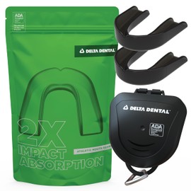 Delta Dental Athletic Sports Mouth Guard - ADA Accepted - 2X The Impact Absorption of Traditional mouthguards for Contact Sports - Works with Braces (Adult, Black) 2 Pack