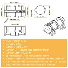 JIAWANSHUN Motor de vibración DC24V, vibrador de tamiz de 3800 rpm, motor vibratorio de velocidad rotatorio para cama de masaje, silla de vibración, i