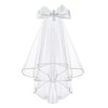 Merroyal Girls First Communion Veil with Rhinestone Cross, White Satin