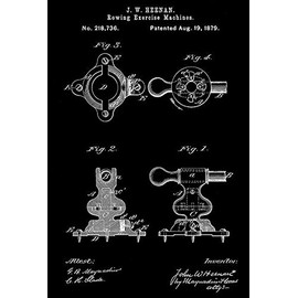 1879 - Rowing Exercise Machines - J. W. Heenan - Patent Art Poster