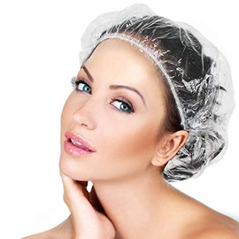 Tapas de ducha desechables 100 unidades – Gorro de baño elástico multiusos de plástico impermeable transparente gorras de ducha para el cabello para m