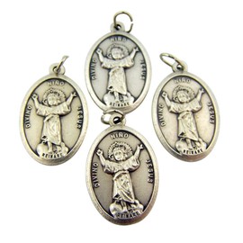 Bulk Lot of 4 Nino Divino Divine Child Jesus 1 Inch Silver Tone Medal Pendant