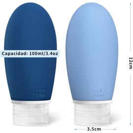 Opret Botellas de Viaje 100 ml Avion, 4 Piezas de Contenedores de Viaje de Silicona, Aprobados por La TSA y A Prueba de Fugas, Accesorios de Viaje para Líquidos, Recargables para Gel y Champú