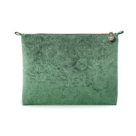 Pip Studio Cosmetic Bag Velvet Quilted Green 30 x 22 x 1 cm, Velvet Quilted Green