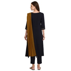 FIORRA - Kurta acampanada de policrepé para mujer, color naranja, Azul marino, S