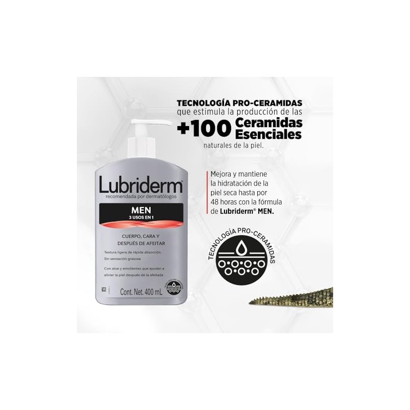 LUBRIDERM Crema Corporal Men Fragancia Ligera 400 ml + Crema