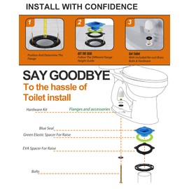 boeemi Elastic Wax Ring Toilet Flange Repair Kit - No Wax Mess Installation, Premium Toilet Seal and Gasket Replacement - Fits 3"/4" Drain Pipes, DIY and Professional Toilet Repair Solution